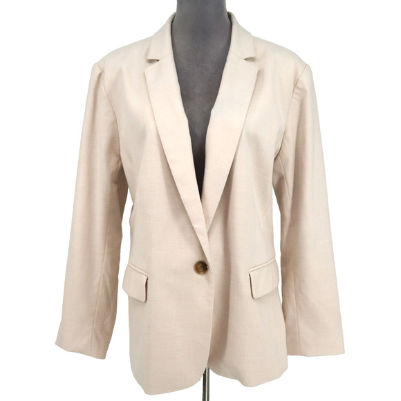 Ann Taylor Jacket Womens Plus Size 18 Pale Pink Stretch Pockets Lined Blazer - Picture 1 of 15